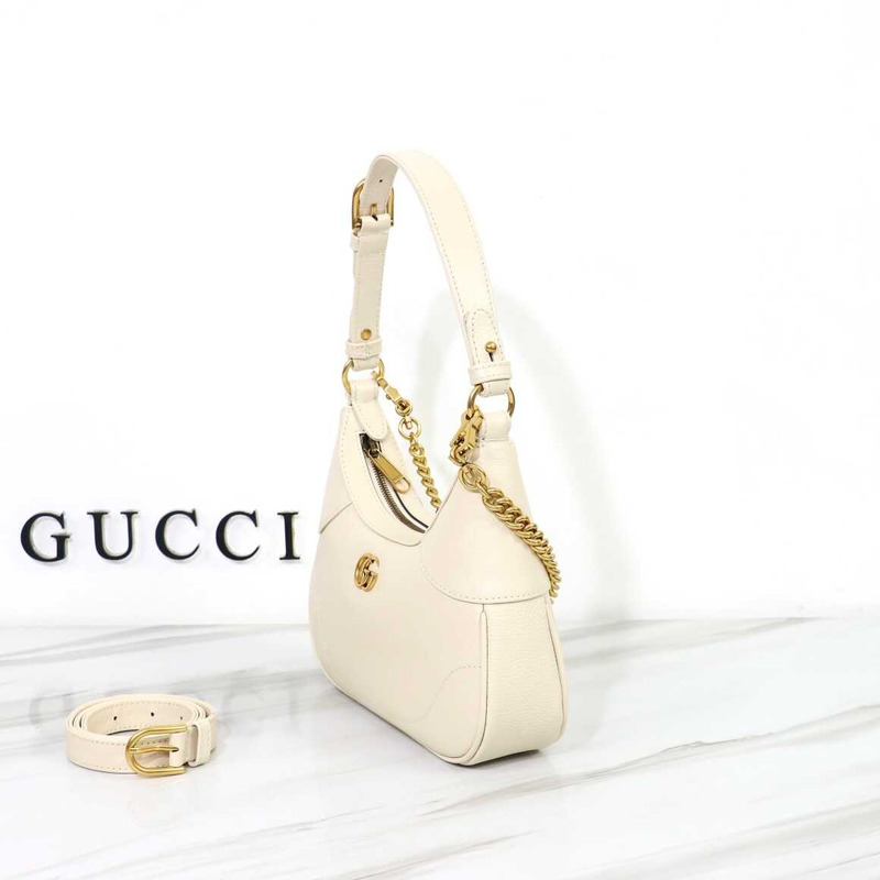G*u*i aphrodite small crescent shoulder bag white