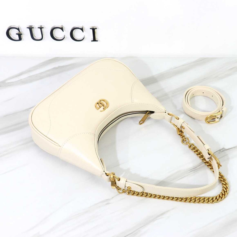 G*u*i aphrodite small crescent shoulder bag white