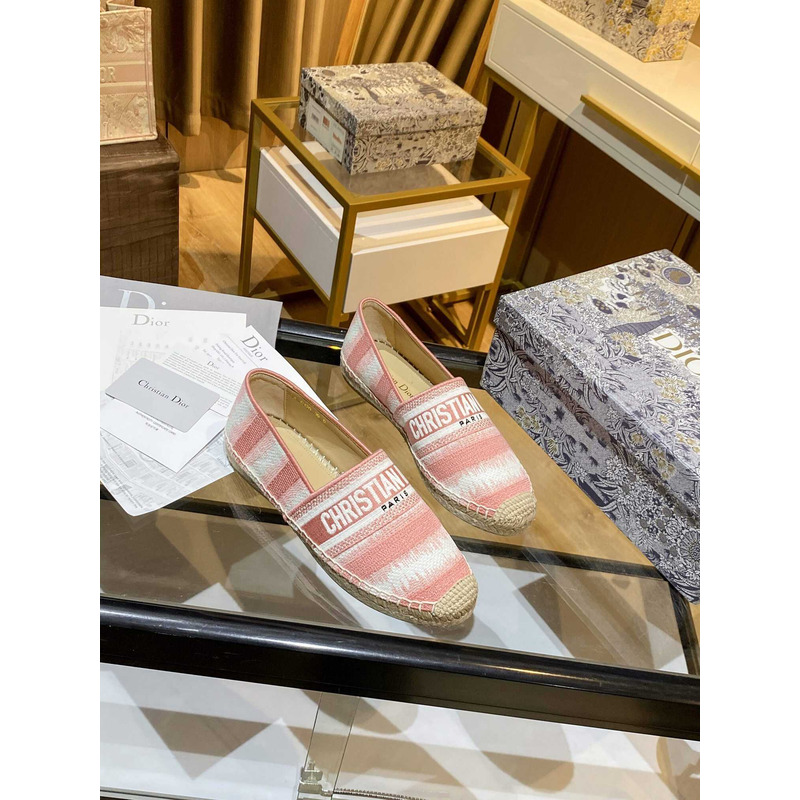 D*or pink cotton fabric granville d stripes espadrille flats