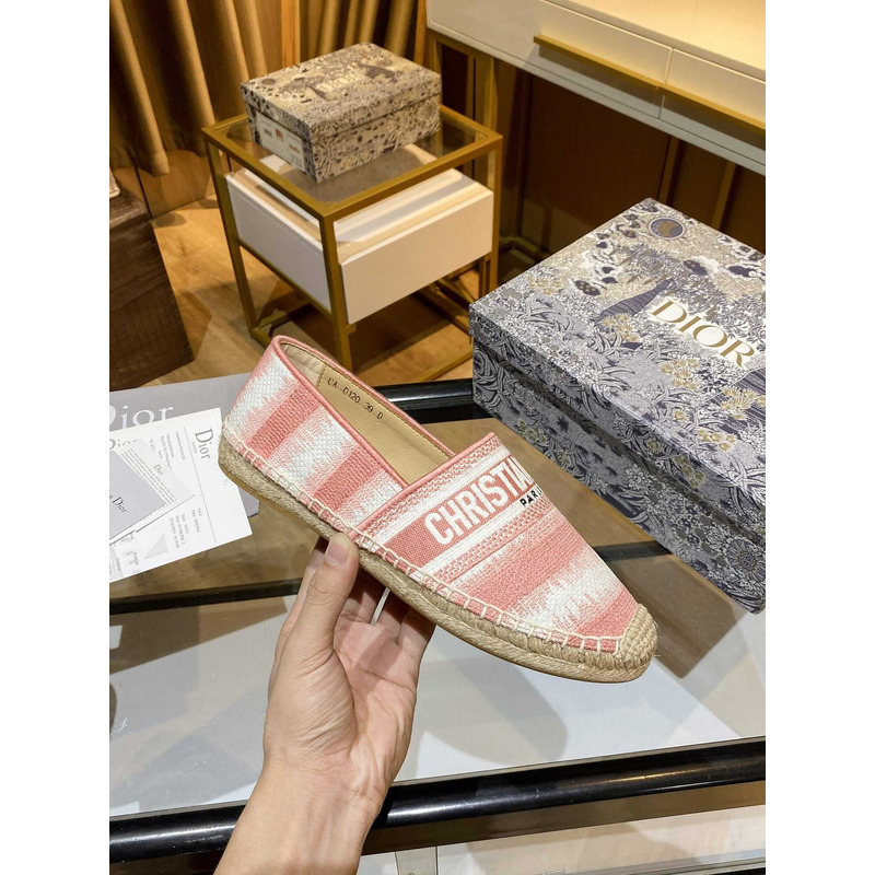 D*or pink cotton fabric granville d stripes espadrille flats