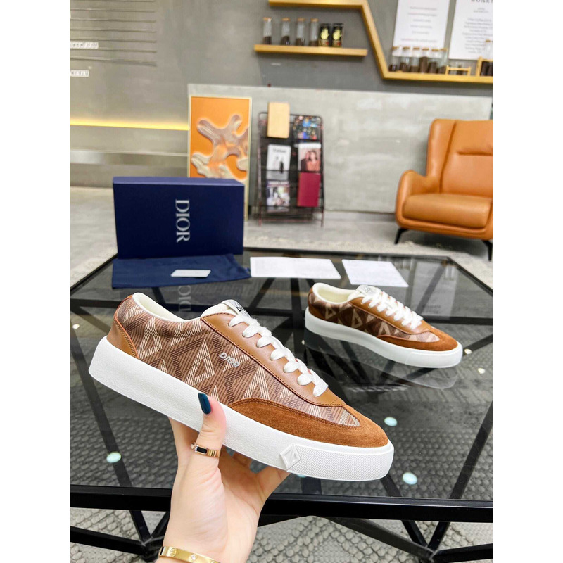d*or b101 sneaker cd Di*m*nd canvas smooth calfskin nubuck brown