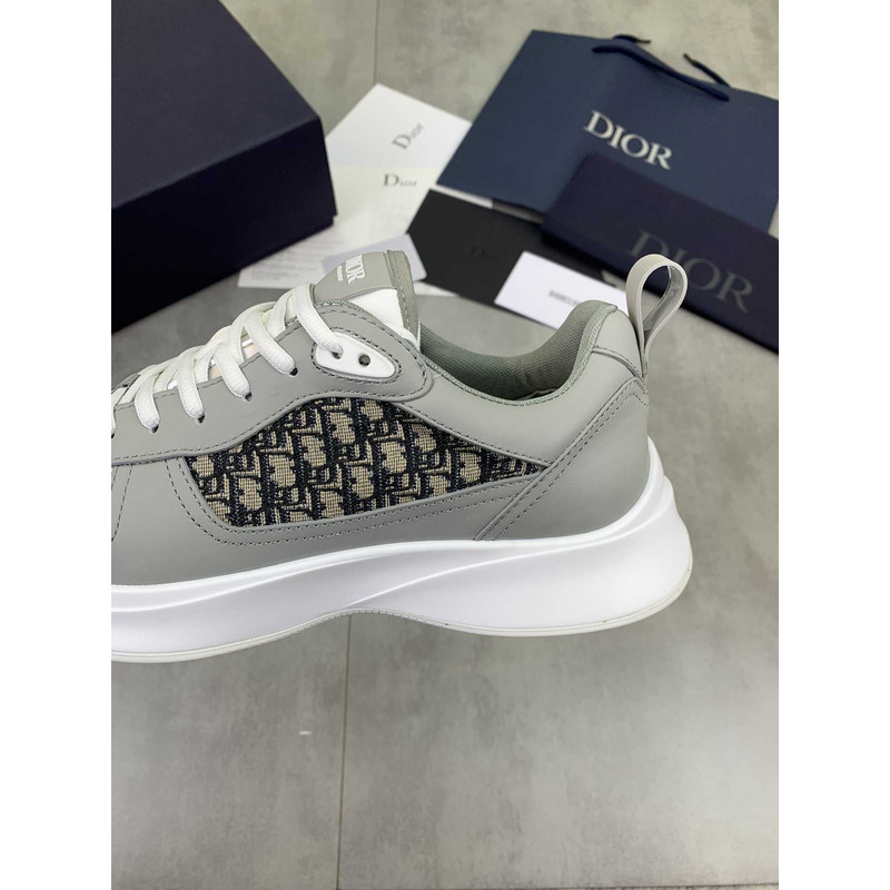 D*or b25 runner sneaker smooth calfskin oblique jacquard grey