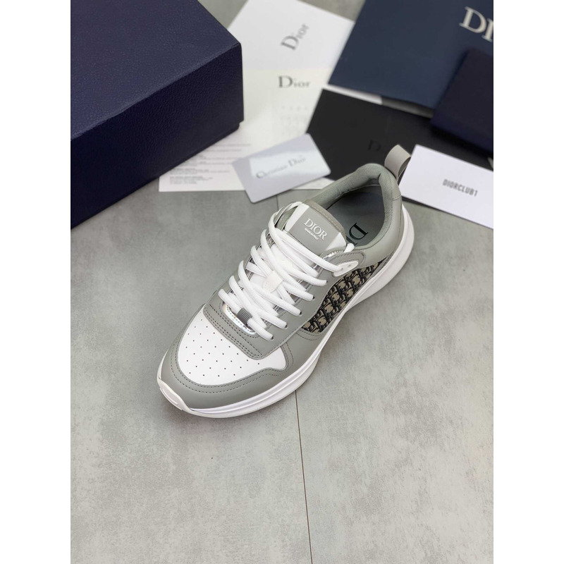 D*or b25 runner sneaker smooth calfskin oblique jacquard grey