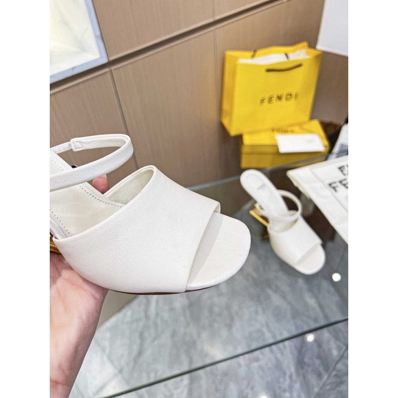 F**di first white leather high-heeled sandals