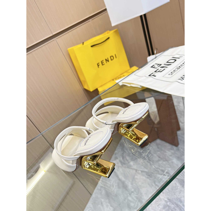 F**di first white leather high-heeled sandals