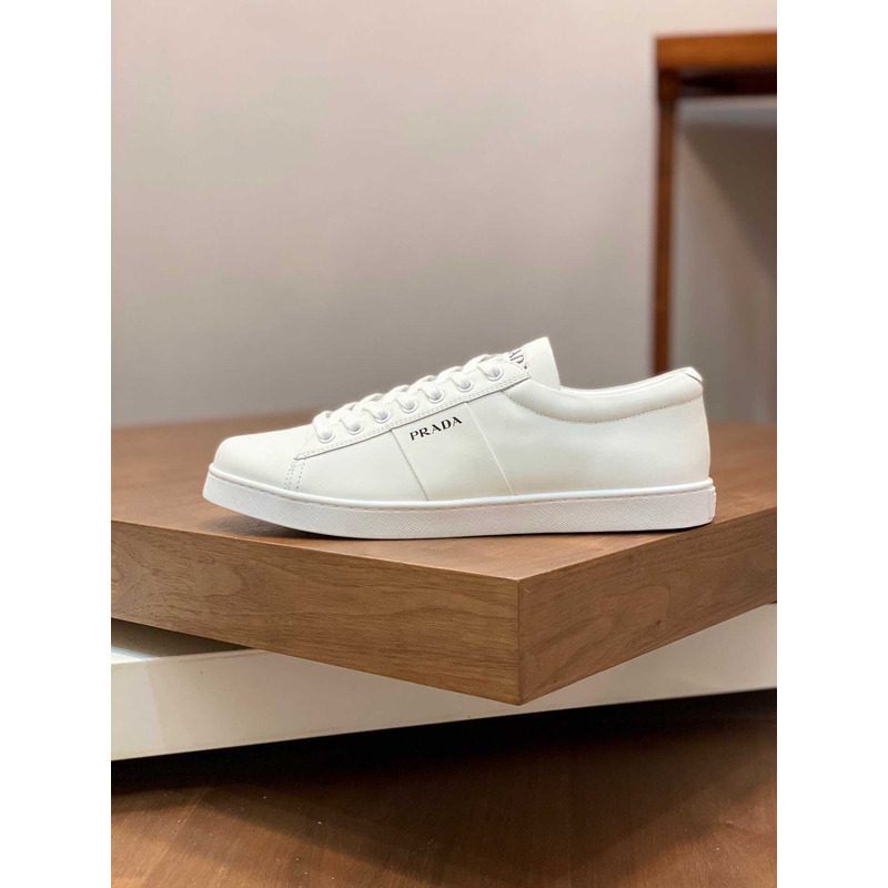 Pra*a brushed leather and leather sneakers