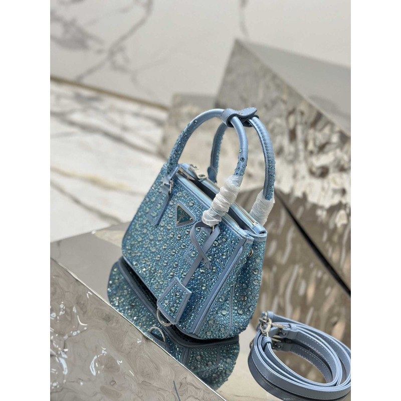 Pra*aPra*aPra*a mini galleria crystal-embellished tote bag blue
