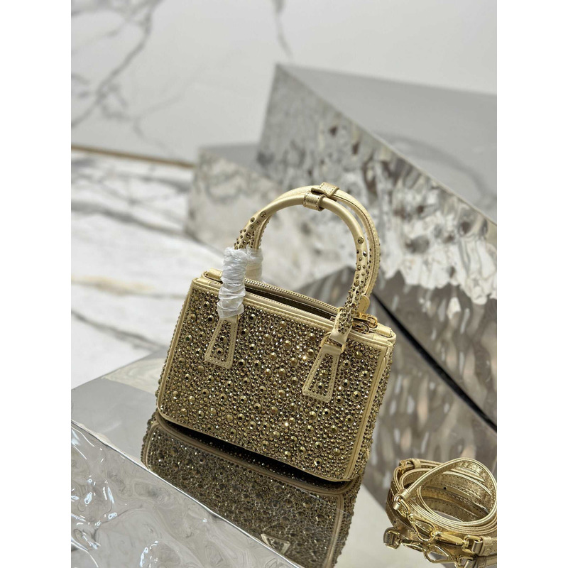 Pra*aPra*a mini galleria crystal-embellished tote bag yellow