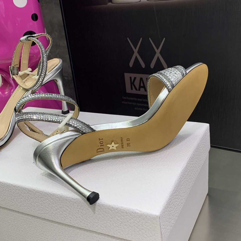D*or dway heeled sandal silver-tone strass silver