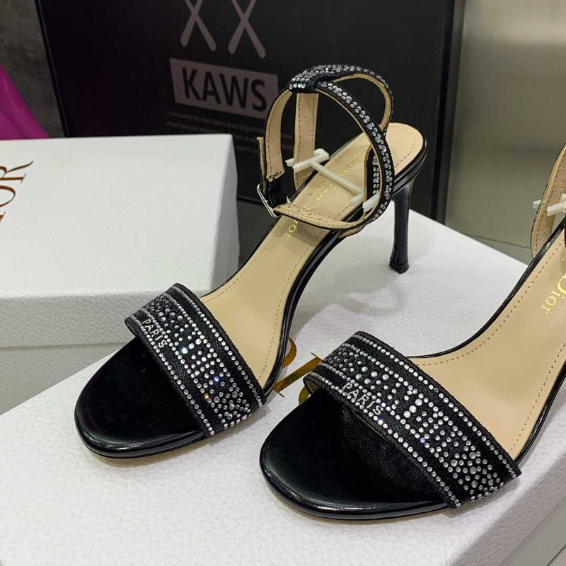 D*or dway heeled sandal silver-tone strass black