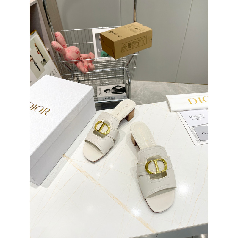 D*or white leather 30 montaigne slide sandals