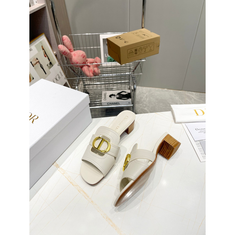 D*or white leather 30 montaigne slide sandals