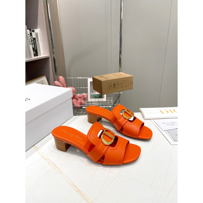 D*or orange leather 30 montaigne slide sandals