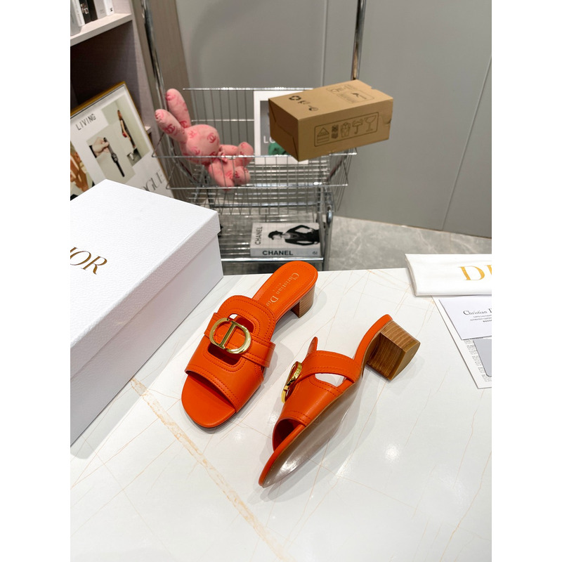 D*or orange leather 30 montaigne slide sandals