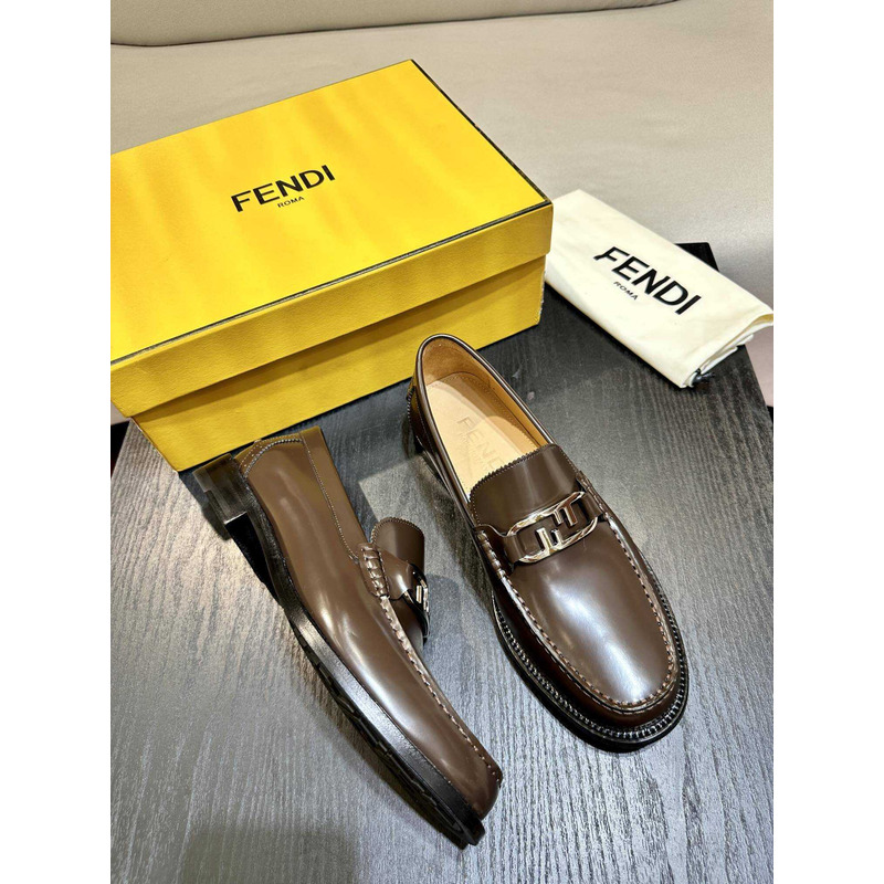 F**di loafers calfskin leather coffe