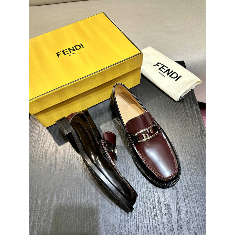 F**di loafers calfskin leather brown
