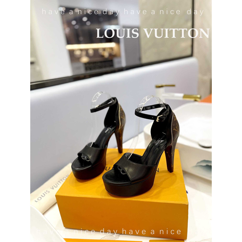l**is V*t*n afterglow platform sandal monogram black