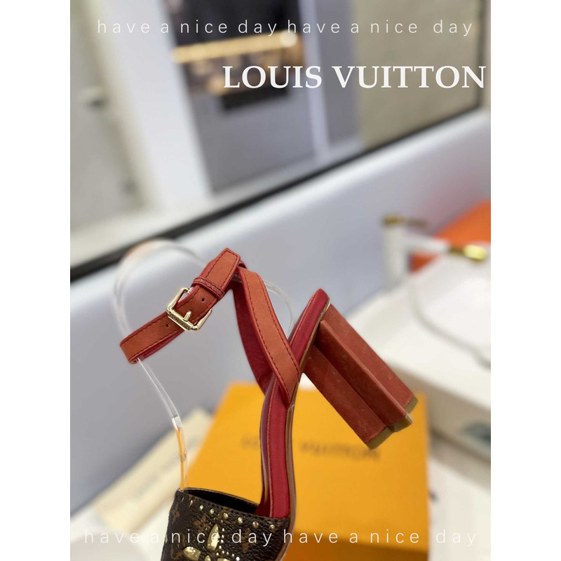 l**is V*t*n leather sandal monogram red