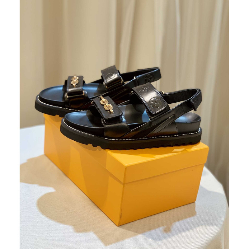 l**is V*t*n  monogram casual style plain leather party style black