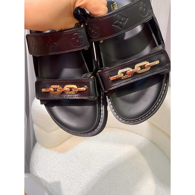 l**is V*t*n  monogram casual style plain leather party style black