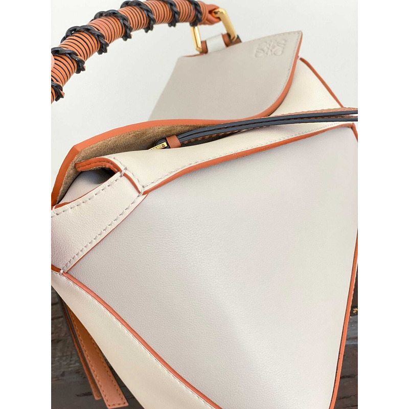 Loewe Puzzle Bag in Classic Calfskin Small White