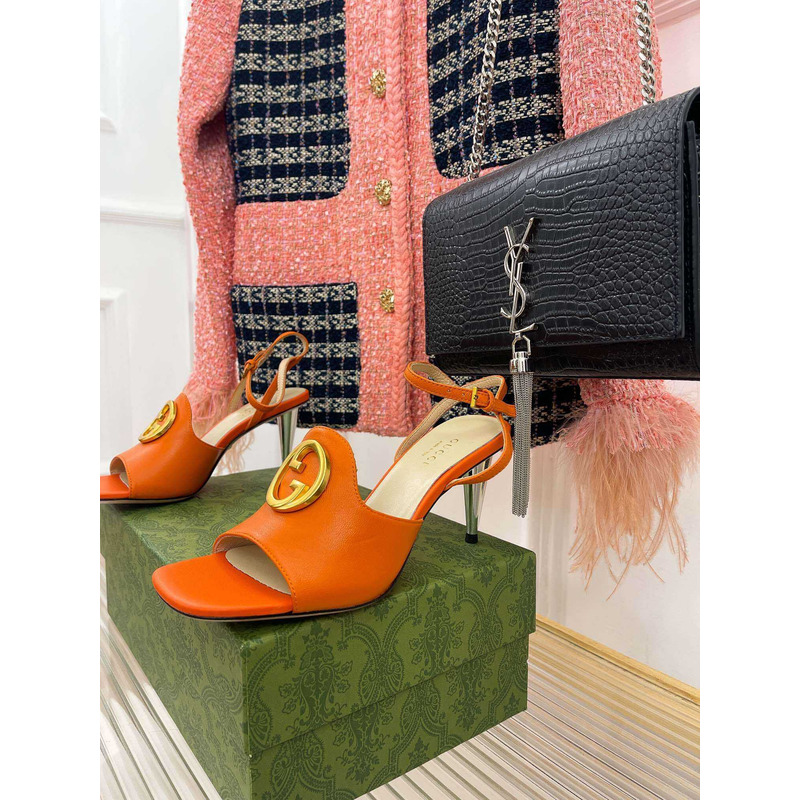G*u*i blondie series high-heeled sandals orange
