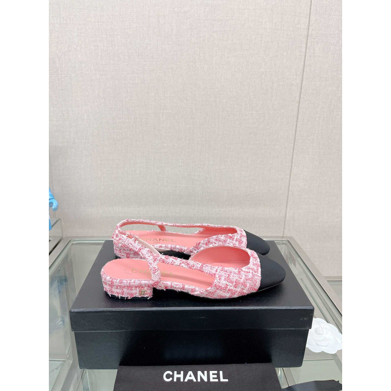 Ch*el slingback tweed sandal pink
