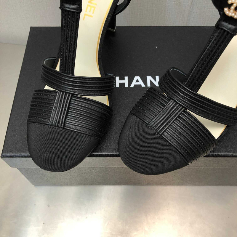 Ch*el lambskin & grosgrain all black