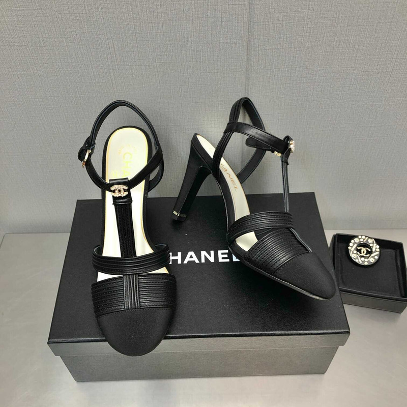 Ch*el lambskin & grosgrain all black