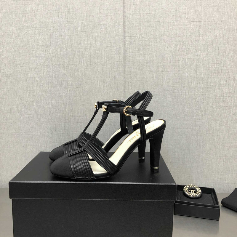 Ch*el lambskin & grosgrain all black