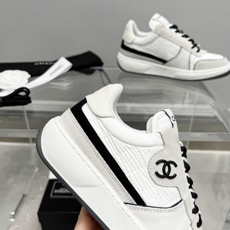 Ch*el fabric suede calfskin calfskin white gray