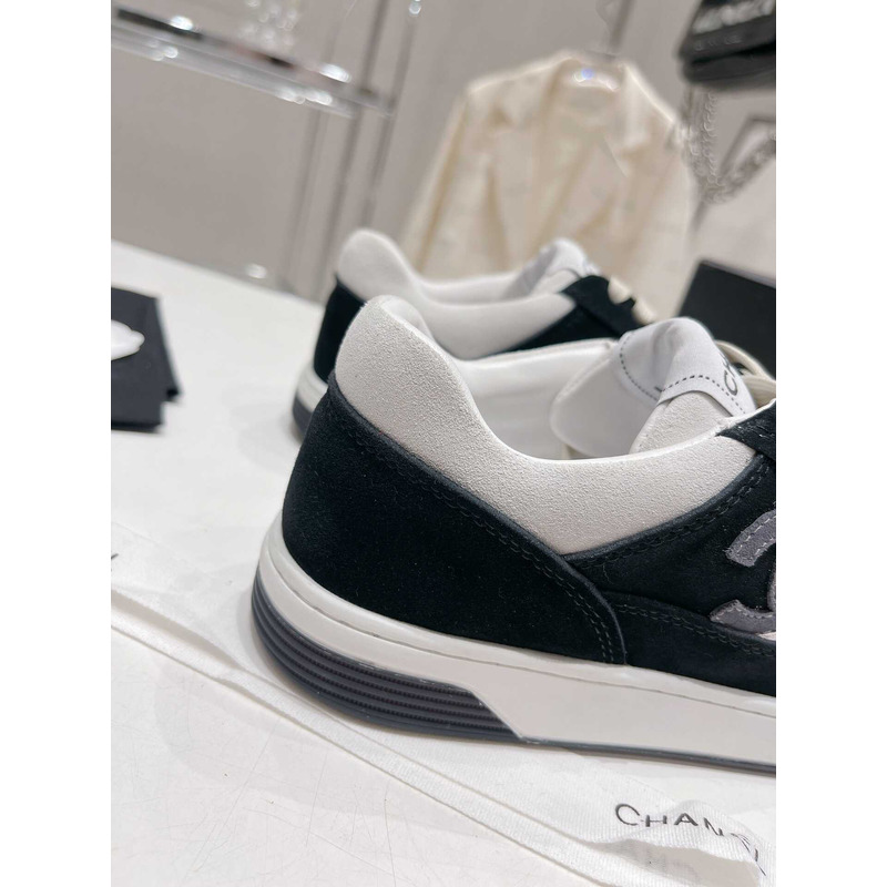 Ch*el cc logo suede kidskin trainers black