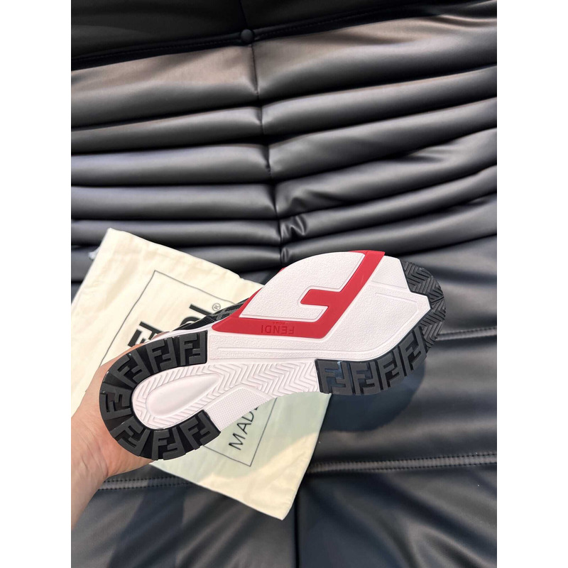F**di flow leather low tops red black