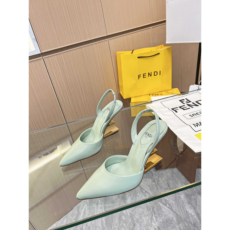 F**di first slingbacks pumps green