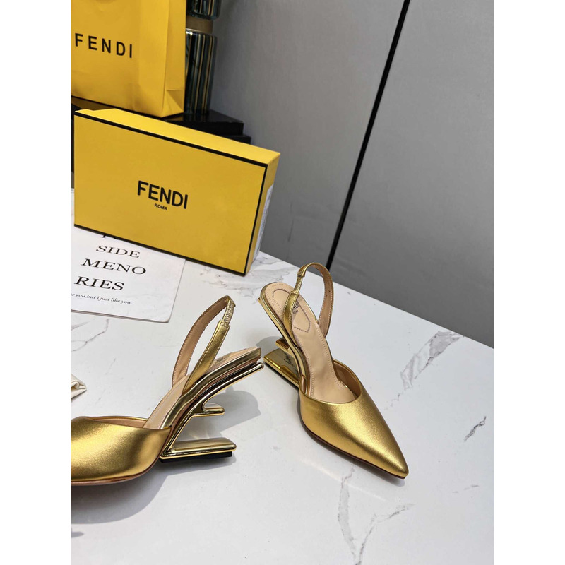 F**di first slingbacks pumps gold