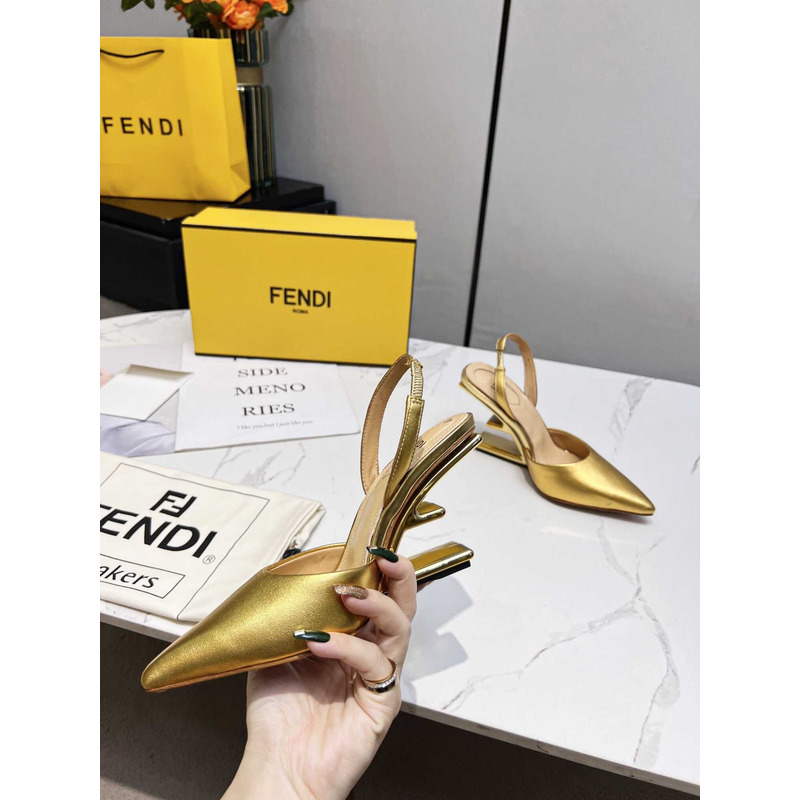 F**di first slingbacks pumps gold