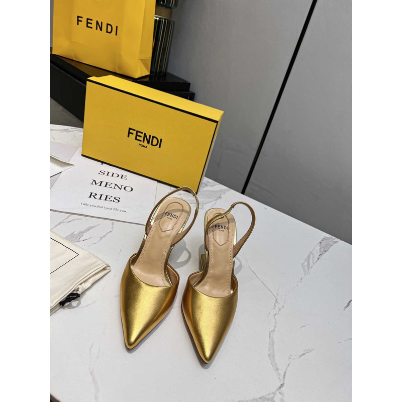 F**di first slingbacks pumps gold