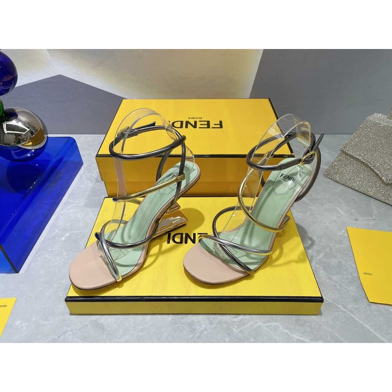 F**di first heel sandals lambskin silver