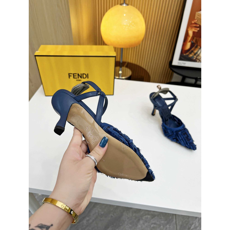 F**di colibrì lite high heel red ff chenille slingback blue