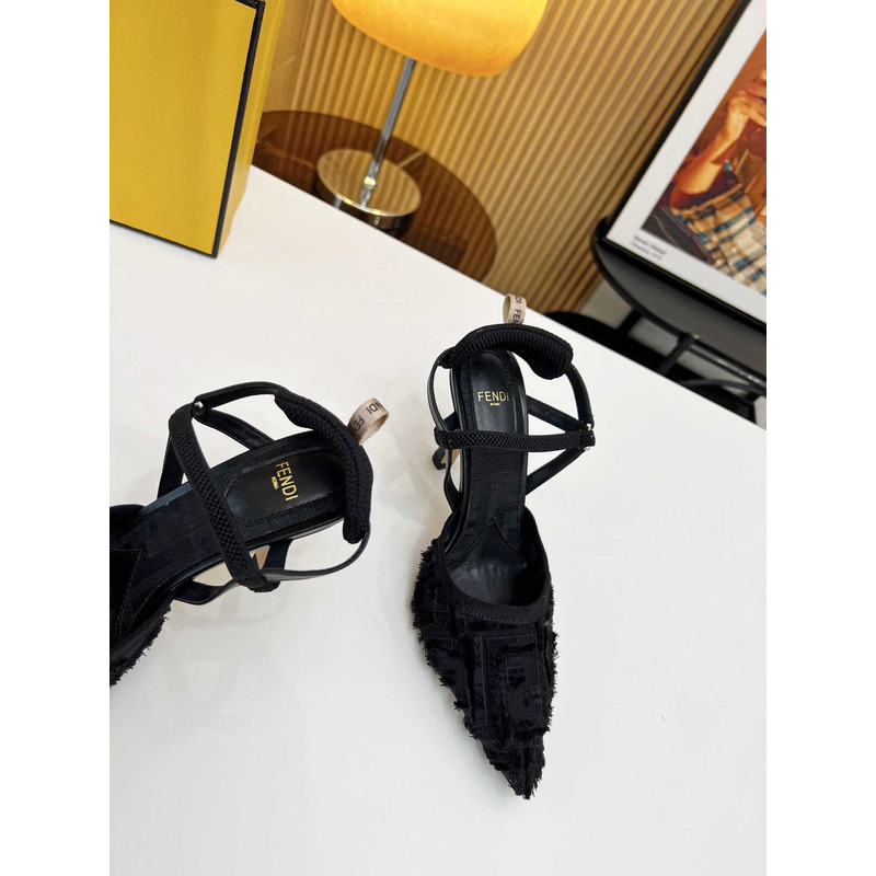F**di colibrì lite high heel red ff chenille slingback black