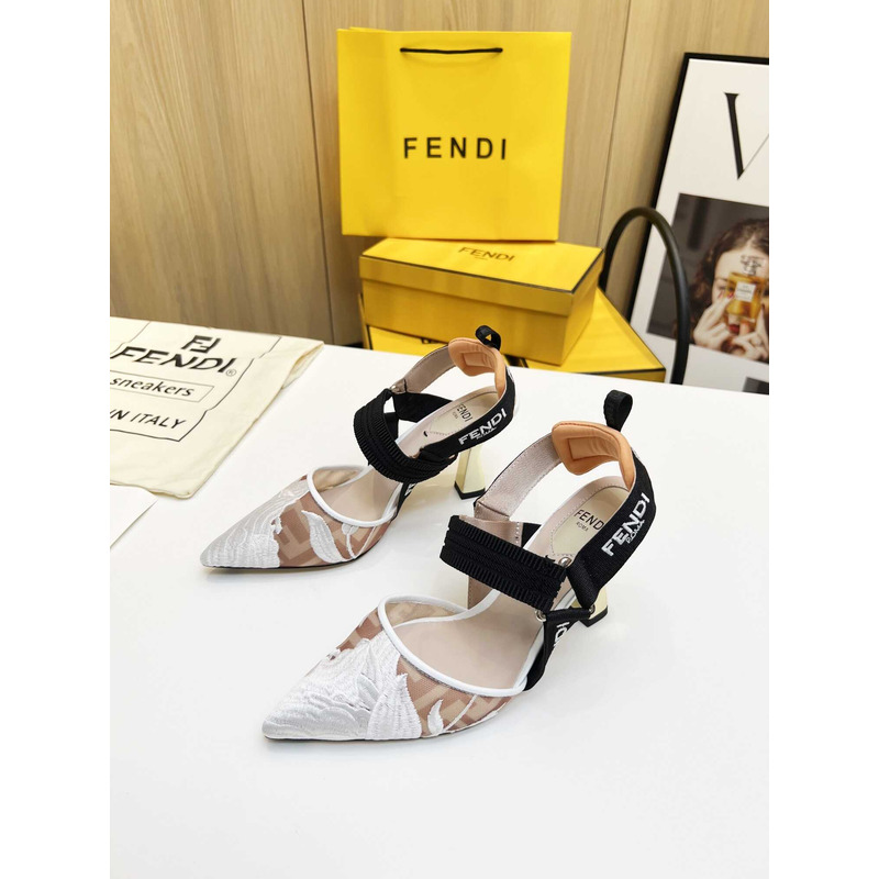 F**di new colibrì pink mesh high-heeled slingbacks