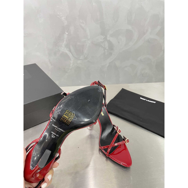 Saint Laurent Cassie Sandals In Crepe Satin Red