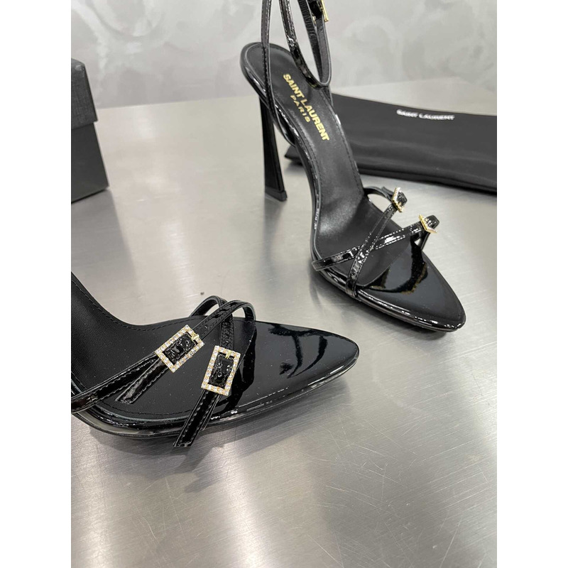 Saint Laurent Cassie Sandals In Crepe Satin Black
