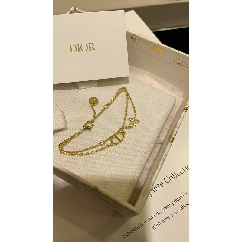 D*or petit cd double bracelet gold-finish metal and white crystals
