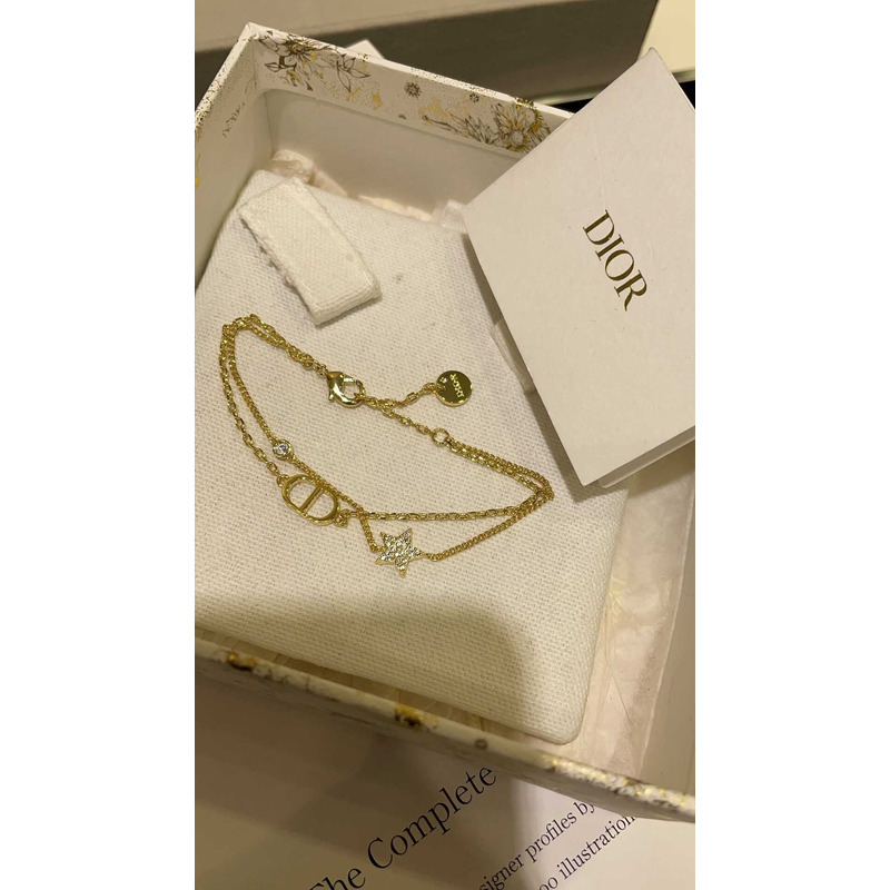 D*or petit cd double bracelet gold-finish metal and white crystals
