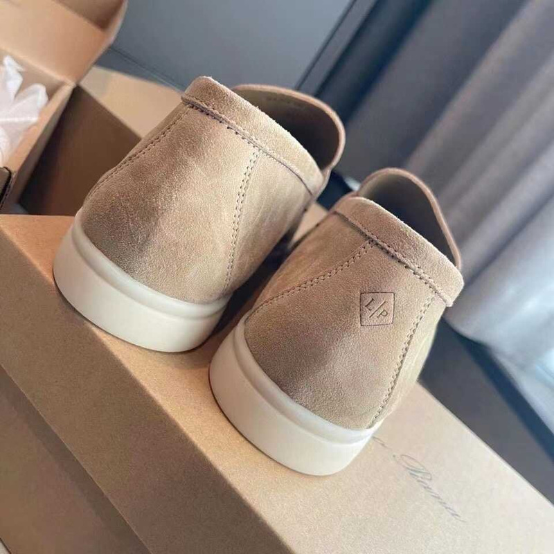 Loro Piana Summer Charms Walk Loafers Suede Beige
