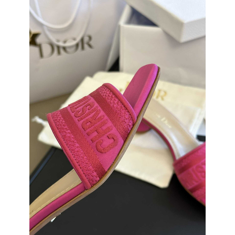 D*or dway heeled slide rani pink embroidered satin and cotton