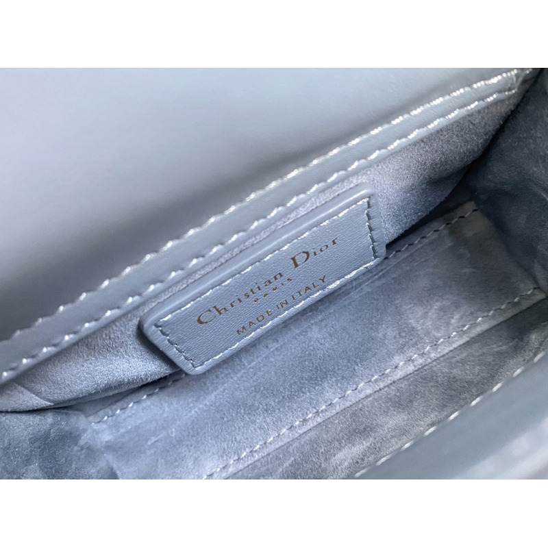 D*or lady D*or micro lambskin mini grey bag
