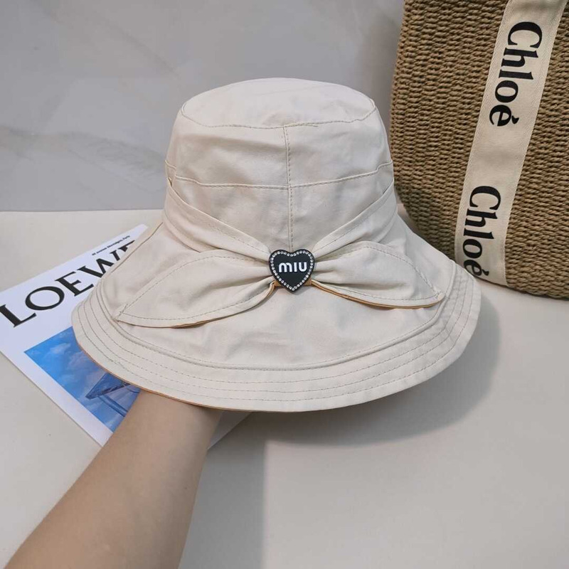 Miu Miu Bow Tie Hat White