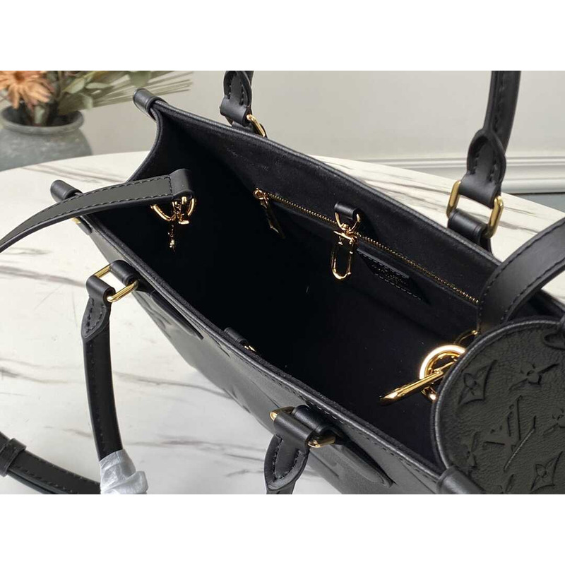 l**is V*t*n onthego pm embossed grain leather handbag black